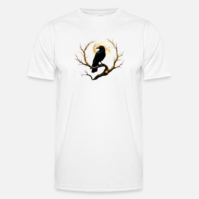 Night Crow Under Full Moon Men's Functional T-Shirt