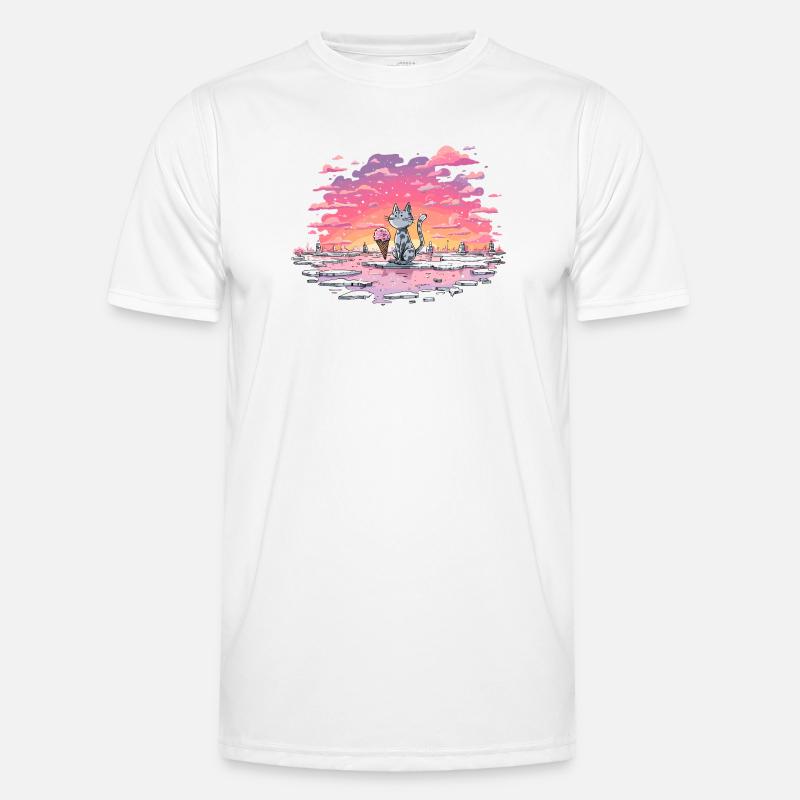 Katze mit Eis am Abendsee Men's Functional T-Shirt
