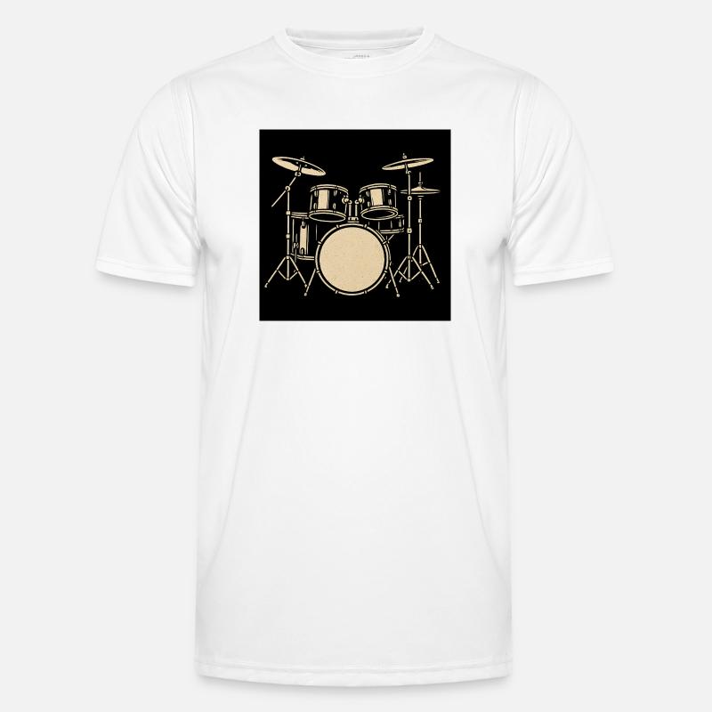 Schwarzsilbernes Drumset Illustration - Männer Funktions-T-Shirt - Weiß