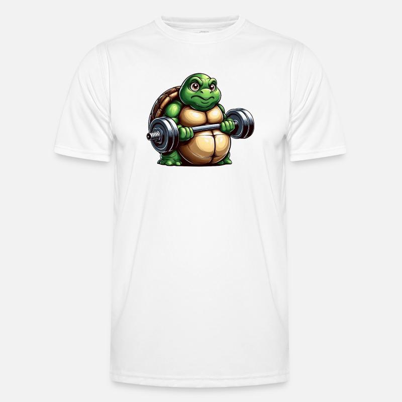 Grim Turtle Dumbbell Training Workout - Men's Functional T-Shirt - white
