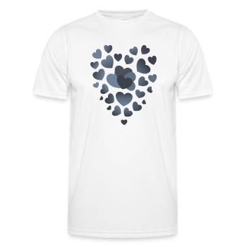 graublaue herzen herz Muster graue herzen  - Männer Funktions-T-Shirt - Weiß - Vorne - AI Model Male 178 dark (178cm)