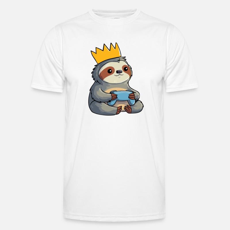 Sloth with crown and controller - Men's Functional T-Shirt - white