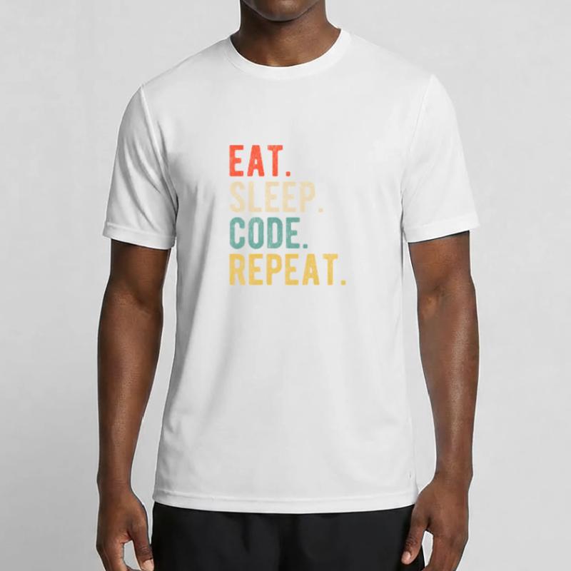 Eat Sleep Code Repeat Programmierer Nerd Retro Männer Funktions-T-Shirt