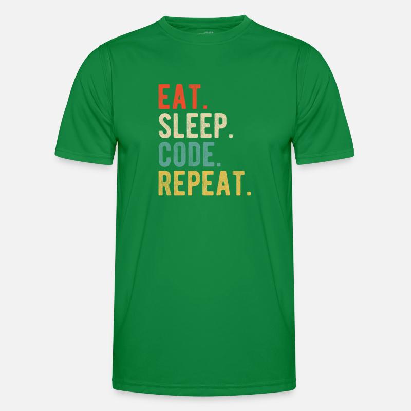 Eat Sleep Code Repeat Programmer Nerd Retro T-shirt sport Homme