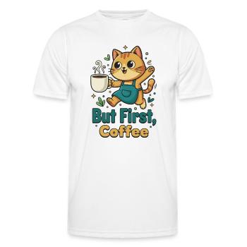 Kaffee Zuerst Katze - Männer Funktions-T-Shirt - Weiß - Vorne - AI Model Male 178 dark (178cm)