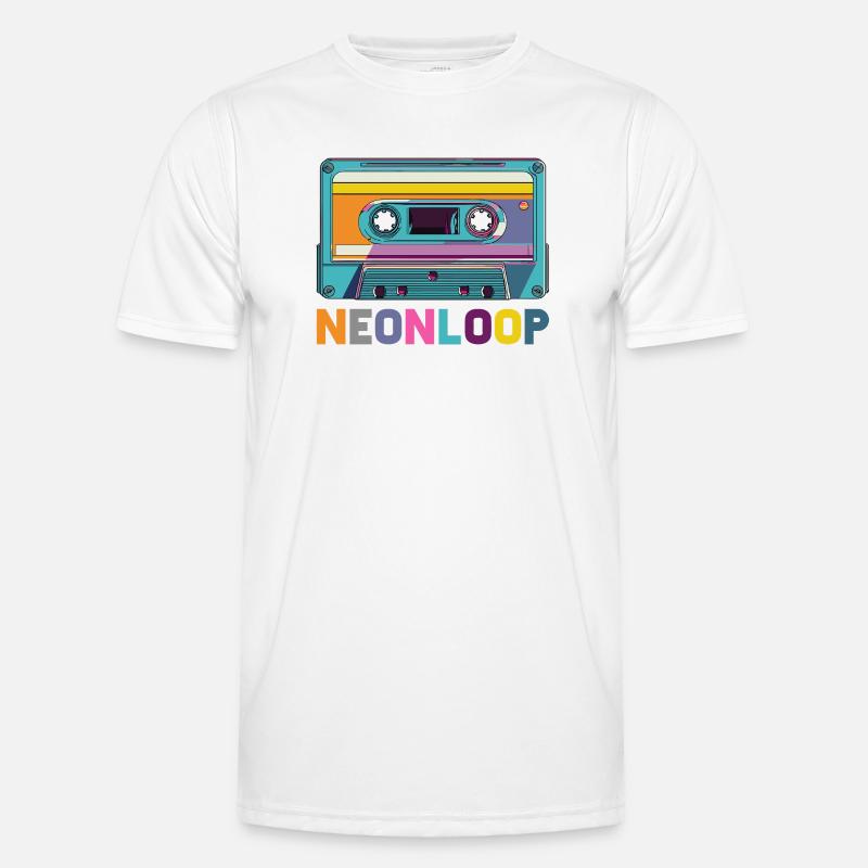Neon Loop Cassette Design - Men's Functional T-Shirt - white