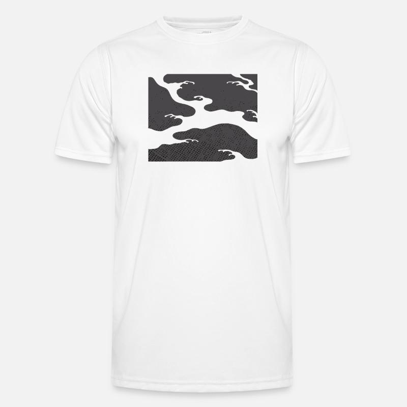 Gray Seigaiha – Japanese Wave Pattern  Men's Functional T-Shirt