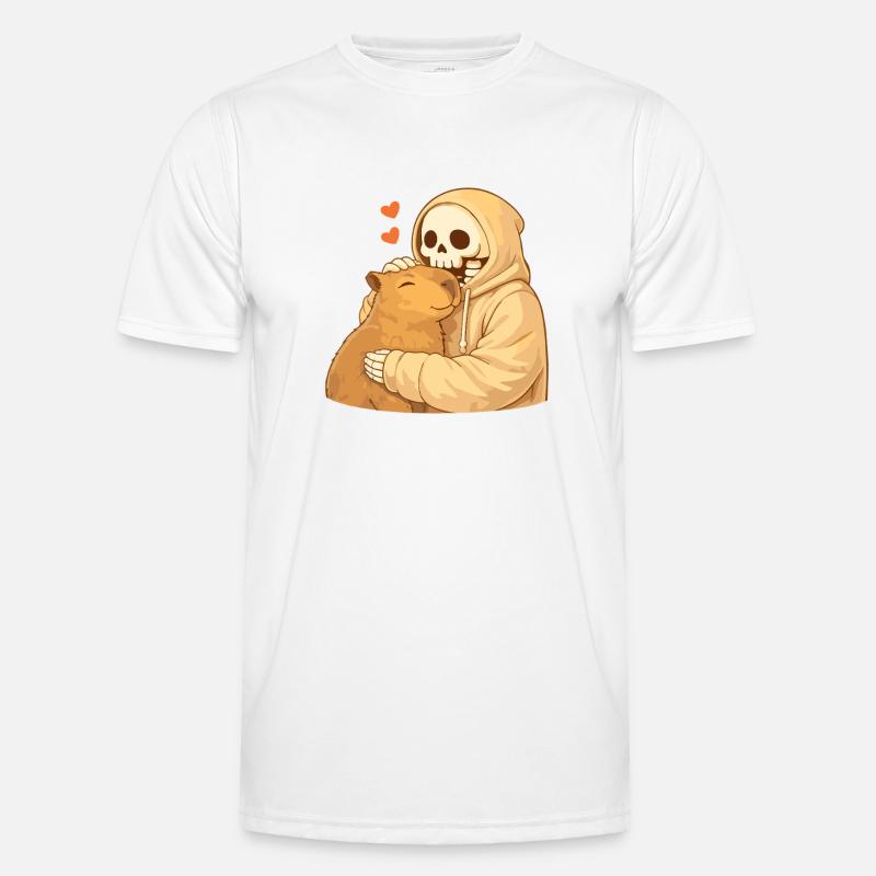 Cozy Skeleton with Capybara – Security - Men's Functional T-Shirt - white