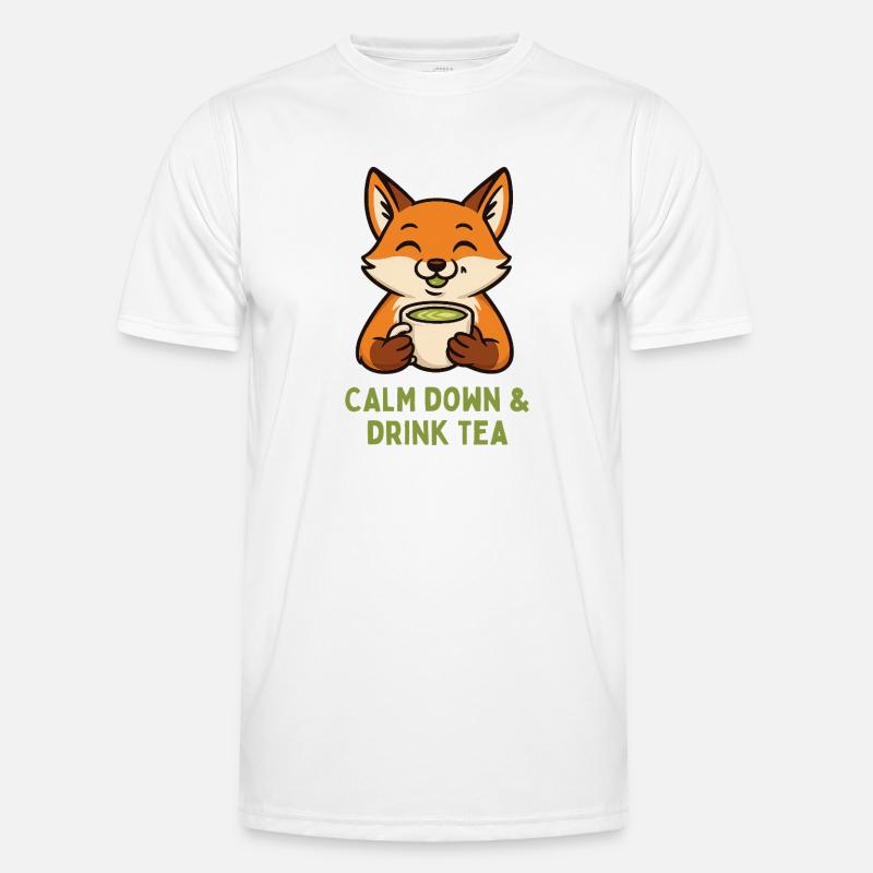 Fox relaxing drinking tea - Men's Functional T-Shirt - white