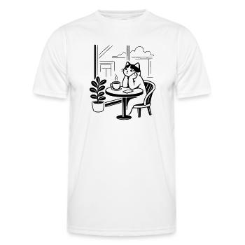 Café des chats attentionné - T-shirt sport Homme - blanc - Devant - AI Model Male 178 dark (178cm)