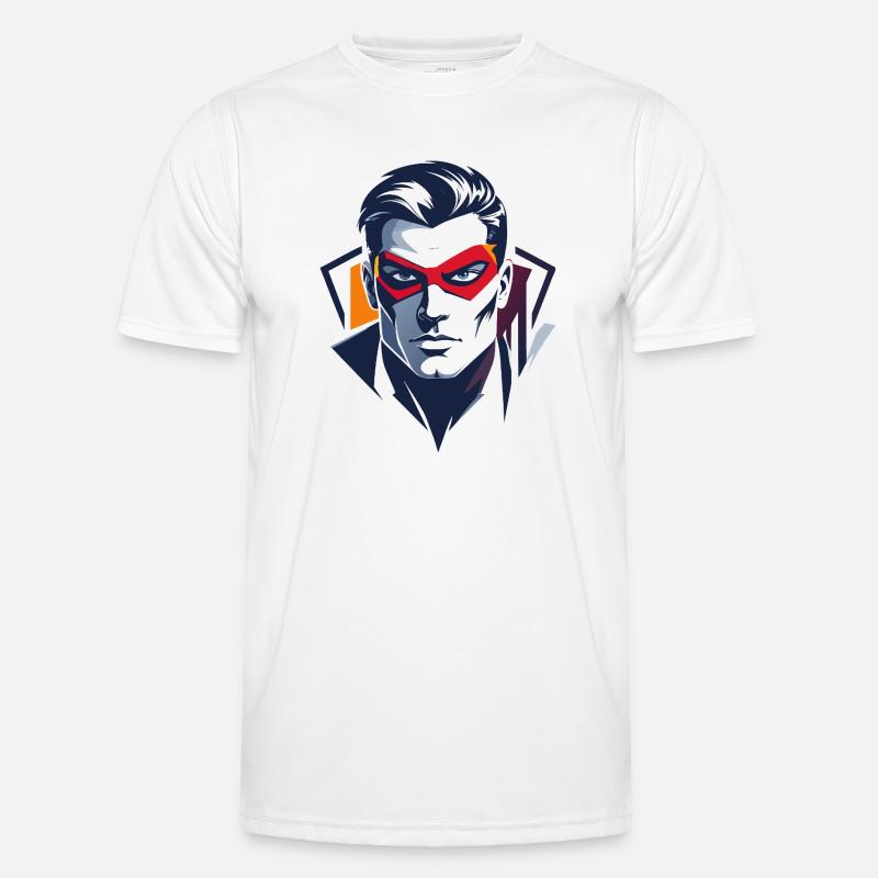 Heldenportrait Rote Maske Comic Superheld Zeichen Männer Funktions-T-Shirt