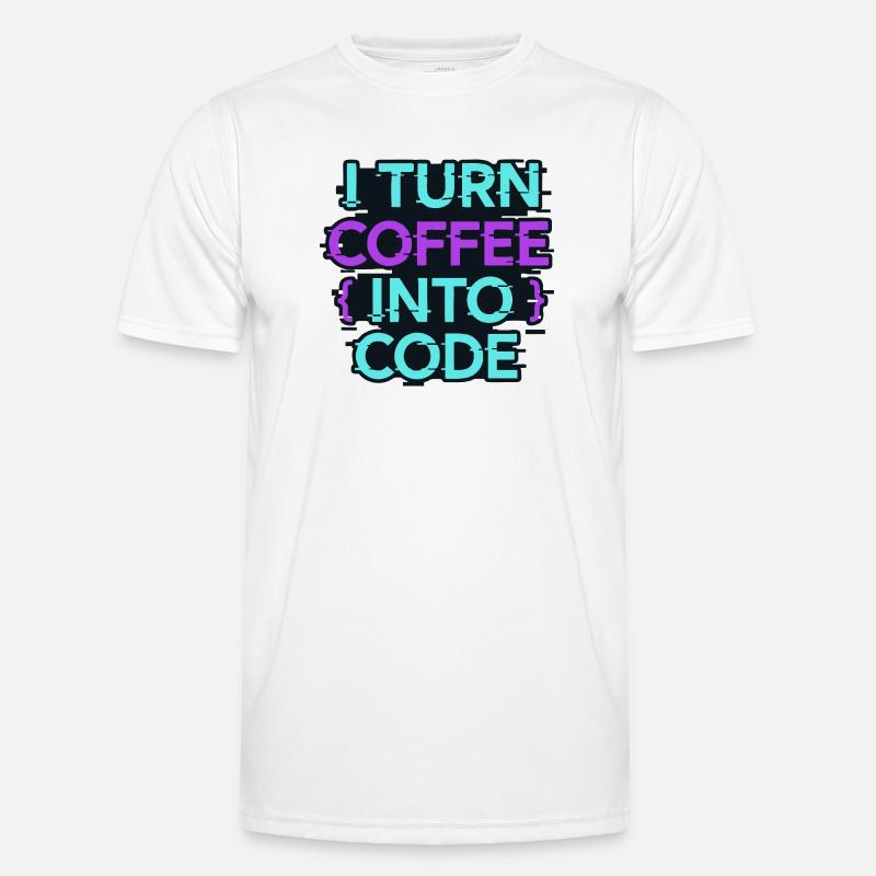Je transforme le café en code - T-shirt sport Homme - blanc