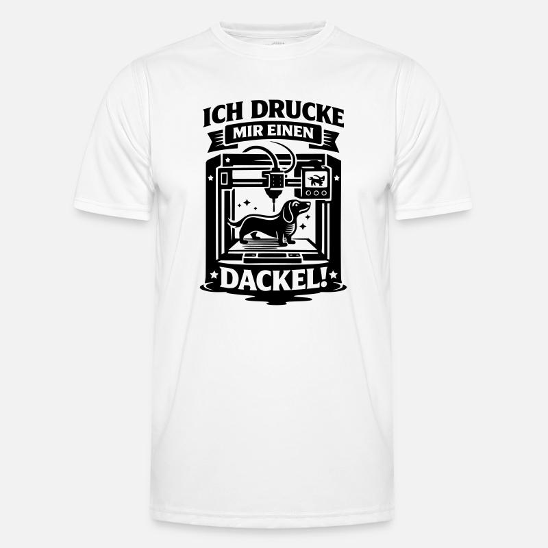 Dackel 3D Drucker Basteln Hund Männer Funktions-T-Shirt