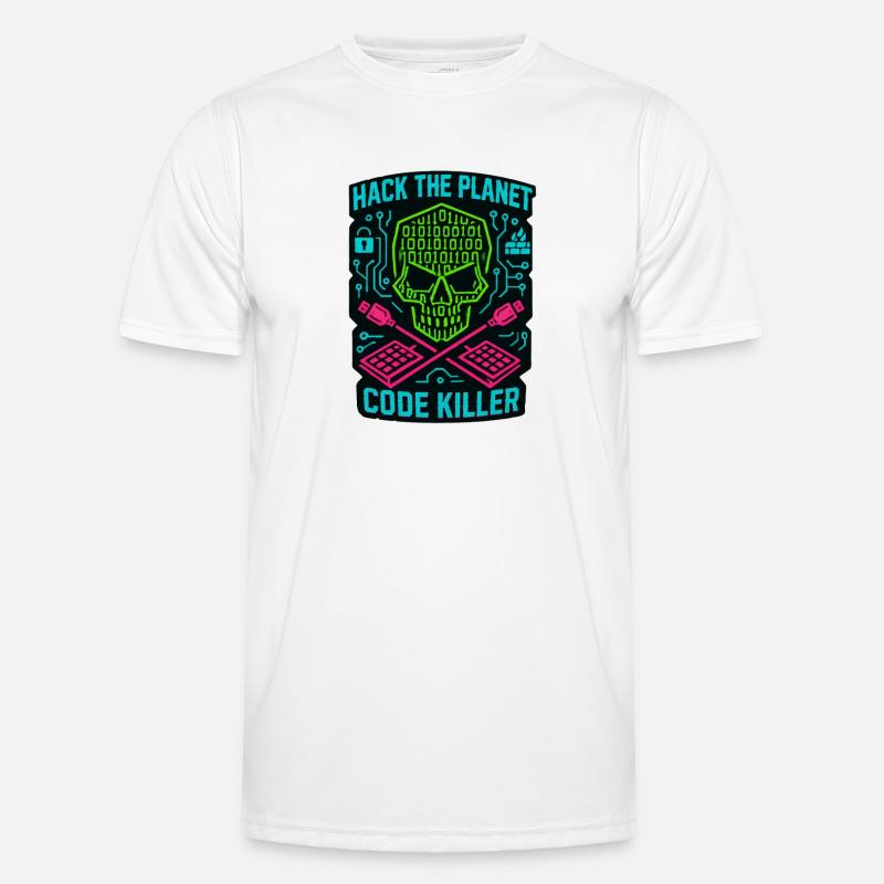Hack the Planet Code Killer – Cybersicherheit - Männer Funktions-T-Shirt - Weiß