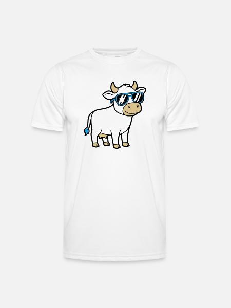 Cool Cow Sunglasses Casual Vector - Men's Functional T-Shirt - white