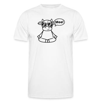 Yoga Cow Meditation Moo Comic Vector - Men's Functional T-Shirt - white - Front - AI Model Male 178 dark (178cm)