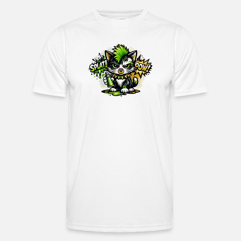 Neon Graffiti Kitten Sprayer Men's Functional T-Shirt