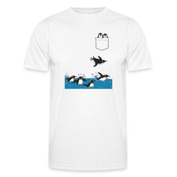 Penguin Jump Into The Water Pocket Design - Men's Functional T-Shirt - white - Front - AI Model Male 178 dark (178cm)