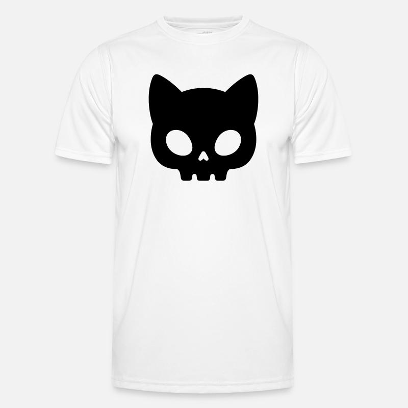 Cat Skull Silhouette | Cute Gothic Mask - Men's Functional T-Shirt - white