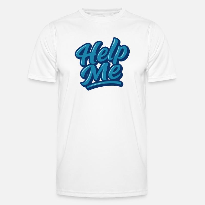 Help Me Blue Script Logo - Men's Functional T-Shirt - white