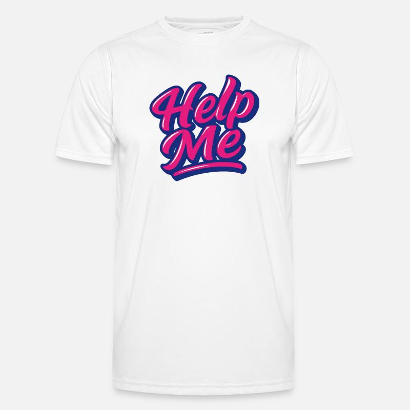 Help Me Neon Script Männer Funktions-T-Shirt