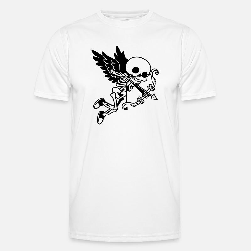 Skelet-Amor med sorte vinger - Funktionsshirt til herrer - hvid