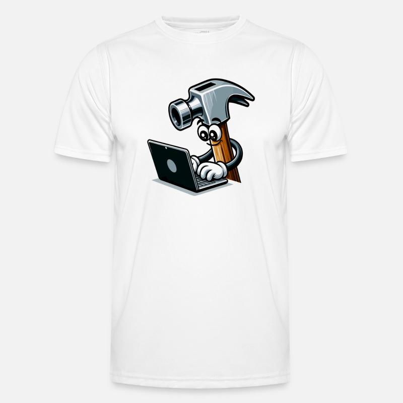 HammerCode: Tool meets bits - Men's Functional T-Shirt - white