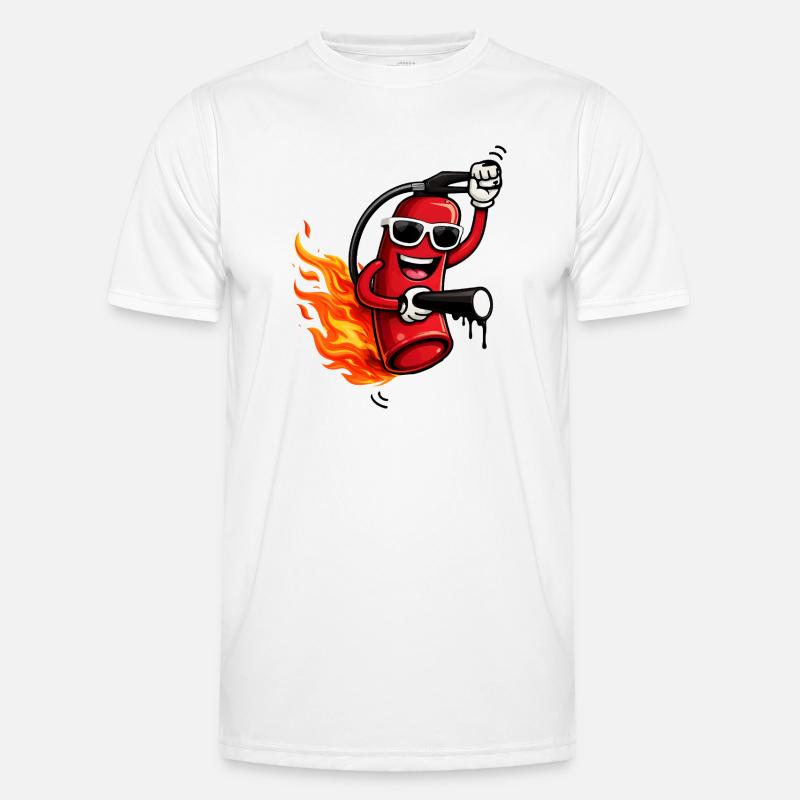Cool fire extinguisher with flames Men's Functional T-Shirt