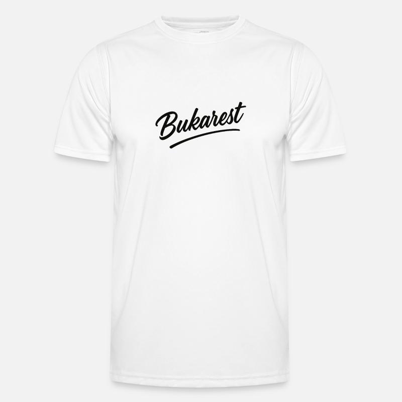 Bucharest Script Vintage Logo - Men's Functional T-Shirt - white