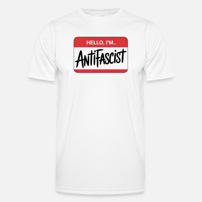 Hello I'm Antifascist - Antifa Tee - Männer Funktions-T-Shirt - Weiß