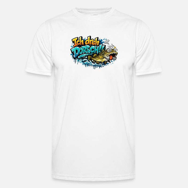 I Shoot Cod Graffiti Fish - Men's Functional T-Shirt - white