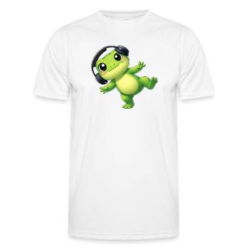 Süßer Frosch Kröte Unke mit Kopfhörern Tanzen Tech - Männer Funktions-T-Shirt - Weiß - Vorne - AI Model Male 178 dark (178cm)