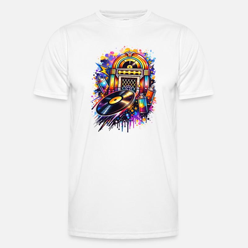 Juke-box coloré dans un style graffiti avec disque vinyle T-shirt sport Homme