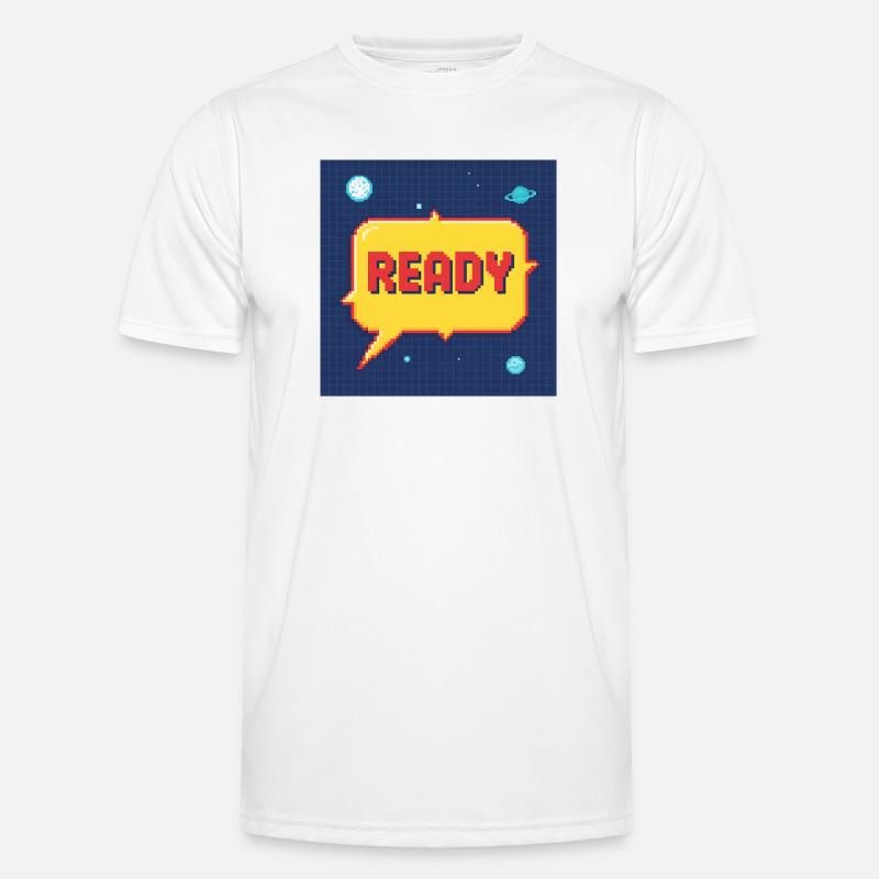 Ready Pixel Speech Bubble in Space - Men's Functional T-Shirt - white