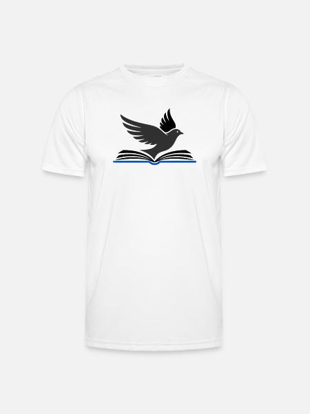 Bird flies out of book - Men's Functional T-Shirt - white