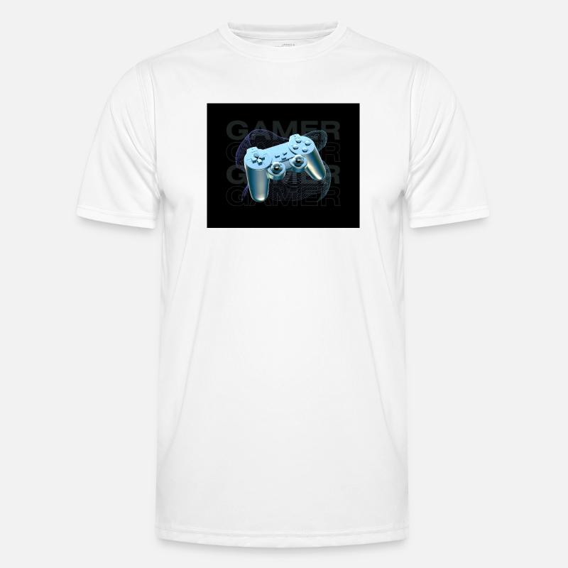 Neon Blue Controller 3D - Men's Functional T-Shirt - white
