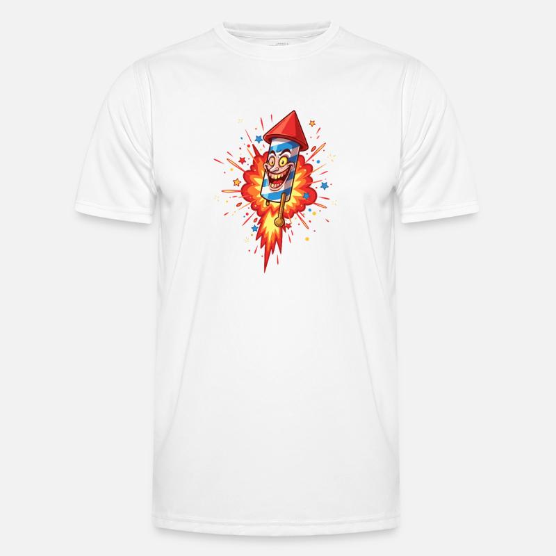 Laughing Rocket Cartoon Explosion - Men's Functional T-Shirt - white