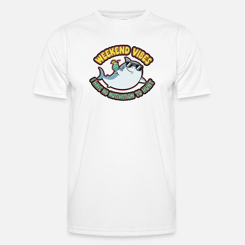 Weekend Vibes Shark Cocktail Tee - Funktionsshirt til herrer - hvid