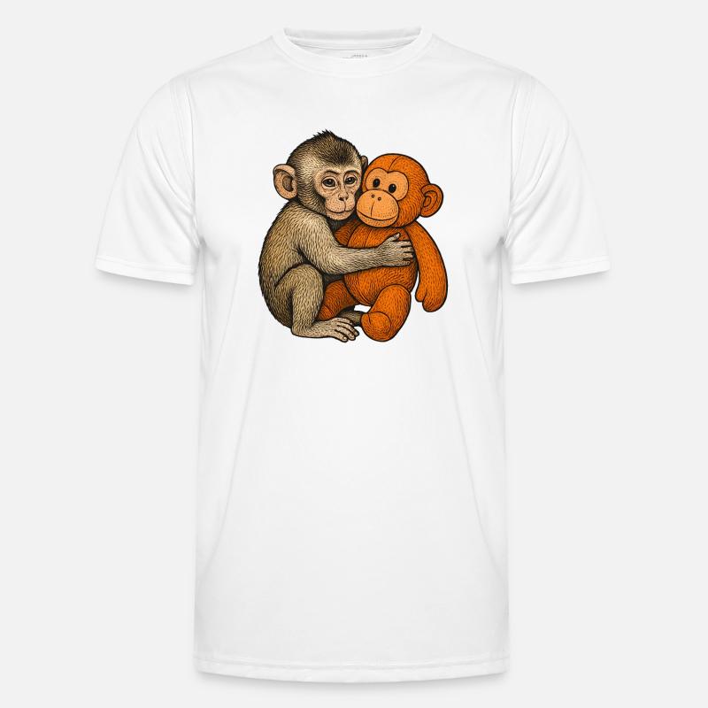 Cuddle buddy monkey and orang - Men's Functional T-Shirt - white