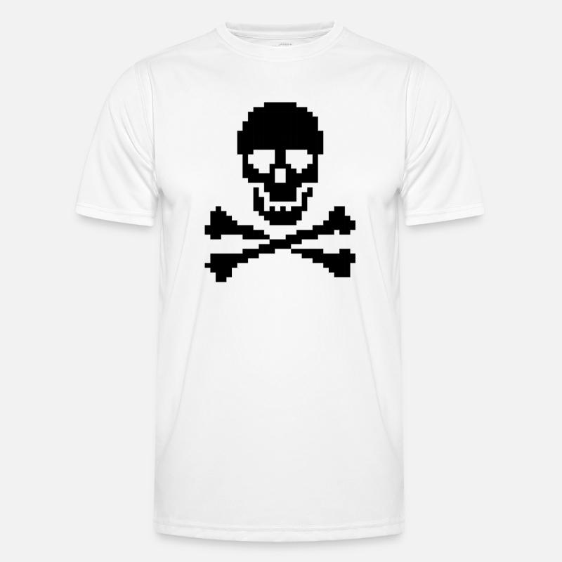 Pixel Skull Crossbones T-Shirt Men's Functional T-Shirt