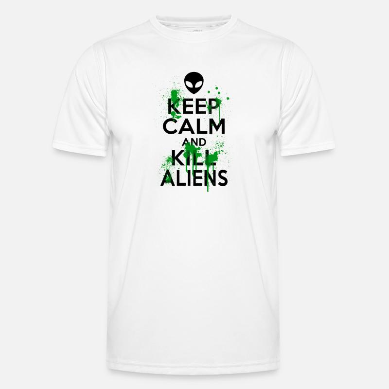 Keep Calm And Kill Funny Aliens - Men's Functional T-Shirt - white