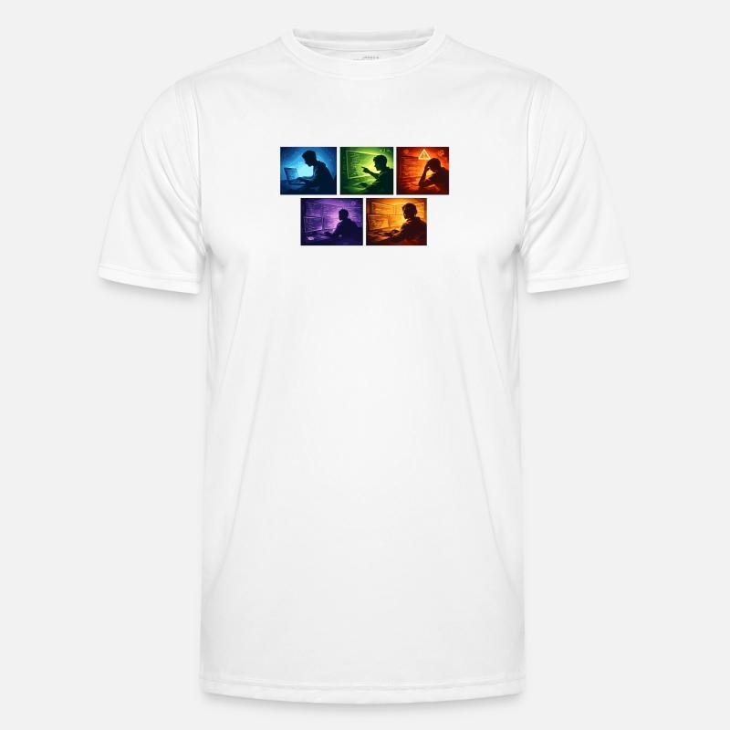 Multi-Screen Code Shadow - Men's Functional T-Shirt - white