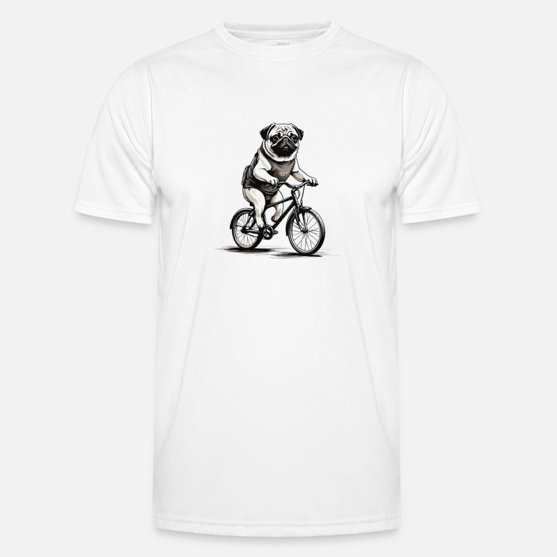Cyklende mops - Funktionsshirt til herrer - hvid
