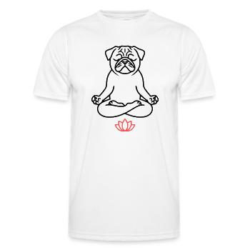Pug Yoga Meditation Outline - Men's Functional T-Shirt - white - Front - AI Model Male 178 dark (178cm)