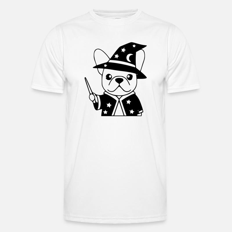 Frenchie Wizard Magic Outline - Men's Functional T-Shirt - white