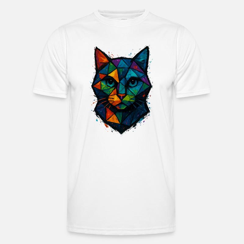 Chat Low Poly - Geometric Mesh Polygonal Art Desig T-shirt sport Homme