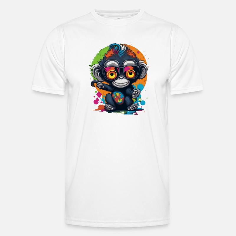 Neon Spectacled Monkey Splash - Monkey - Monkey - Men's Functional T-Shirt - white
