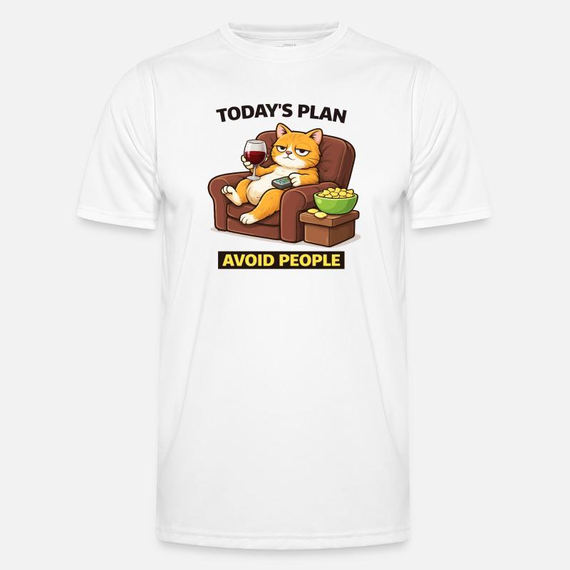 Today's Plan Avoid People Cat - Men's Functional T-Shirt - white