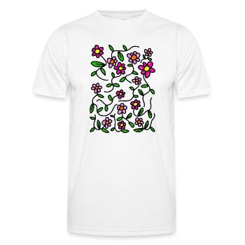 Pink Floral Doodle Daisies - Men's Functional T-Shirt - white - Front - AI Model Male 178 dark (178cm)