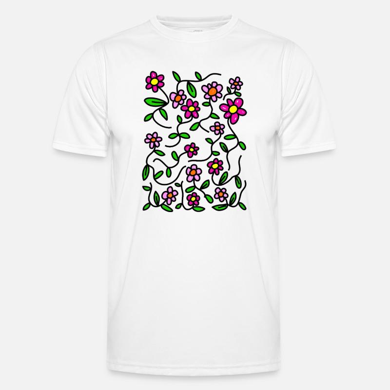 Rosa blühende Doodle-Gänseblümchen Männer Funktions-T-Shirt